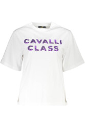 CAVALLI CLASS Perfektn Dmske Triko Krtky Rukv Biela