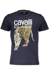 CAVALLI CLASS Perfektné Pánske Tričko Krátky Rukáv Modrá
