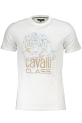 CAVALLI CLASS Perfektn Pnske Triko Krtky Rukv Biela
