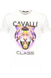 CAVALLI CLASS Perfektn Pnske Triko Krtky Rukv Biela