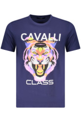 CAVALLI CLASS Perfektné Pánske Tričko Krátky Rukáv Modrá