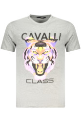 CAVALLI CLASS Perfektné Pánske Tričko Krátky Rukáv Šedá