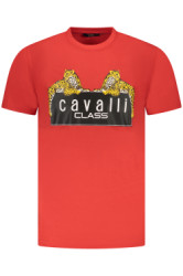 CAVALLI CLASS Perfektné Pánske Tričko Krátky Rukáv Červená