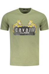 CAVALLI CLASS Perfektné Pánske Tričko Krátky Rukáv Zelená