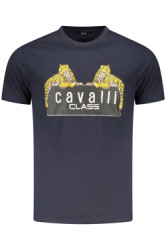 CAVALLI CLASS Perfektné Pánske Tričko Krátky Rukáv Modrá