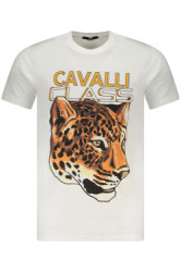 CAVALLI CLASS Perfektn Pnske Triko Krtky Rukv Biela