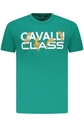 CAVALLI CLASS Perfektné Pánske Tričko Krátky Rukáv Zelená